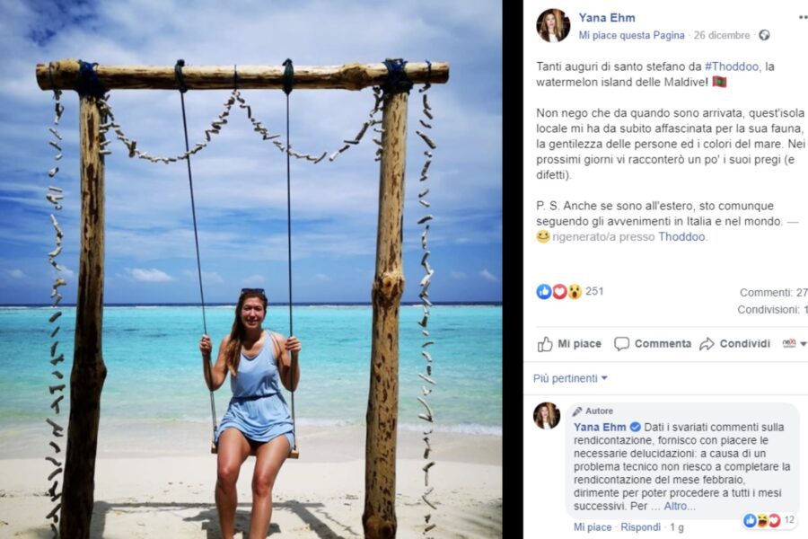 La foto della deputata grillina alle Maldive fa infuriare la base: “Sei in ritardo con i rimborsi”