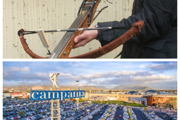 Spara con la balestra a vigilante: panico al centro commerciale