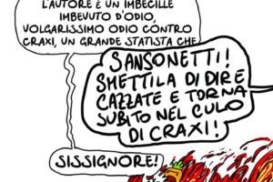 La vignetta di Natangelo su Craxi è becero squadrismo e ironia di bassa lega