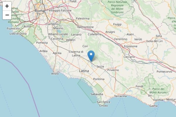 Lieve scossa di terremoto in provincia di Latina, magnitudo 2,6 a Sermoneta