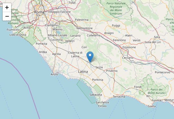 Lieve scossa di terremoto in provincia di Latina, magnitudo 2,6 a Sermoneta