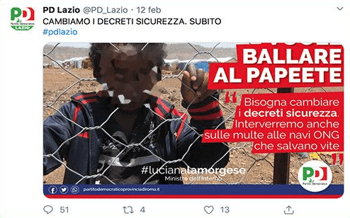 Bambino migrante sul manifesto del Pd contro Salvini: è polemica e i Dem danno la colpa allo stagista