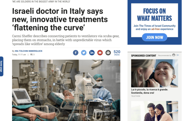 Ricercatori israeliani: “Cura Ascierto appiattisce curva contagi, grandi speranze dal Tolicilzumab”