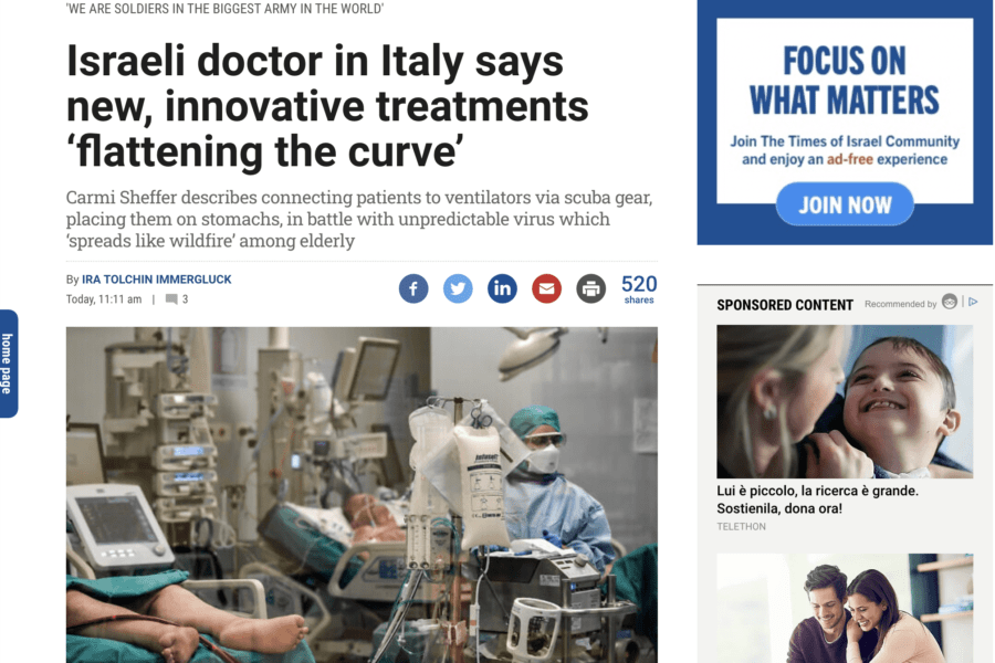 Ricercatori israeliani: “Cura Ascierto appiattisce curva contagi, grandi speranze dal Tolicilzumab”