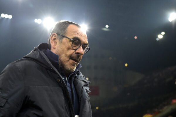 Foto Massimo Paolone/LaPresse 
13 febbraio 2020 Milano, Italia 
sport calcio 
Milan vs Juventus – Coppa Italia 2019/2020 – Semifinale turno andata – stadio “Giuseppe Meazza”
Nella foto: Maurizio Sarri (Juventus F.C.) osserva 

Photo Massimo Paolone/LaPresse 
February 13, 2020 Milan, Italy 
sport soccer 
Milan vs Juventus – Italian Football Cup 2019/2020 – 
Round semi-final – “Giuseppe Meazza” stadium. 
In the pic: Maurizio Sarri (Juventus F.C.) looks on