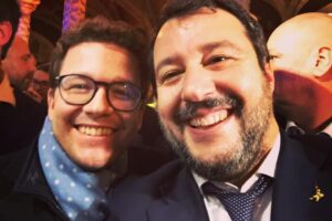 Lorenzo Gasperini con il segretario della Lega Matteo Salvini (Fonte: Facebook)