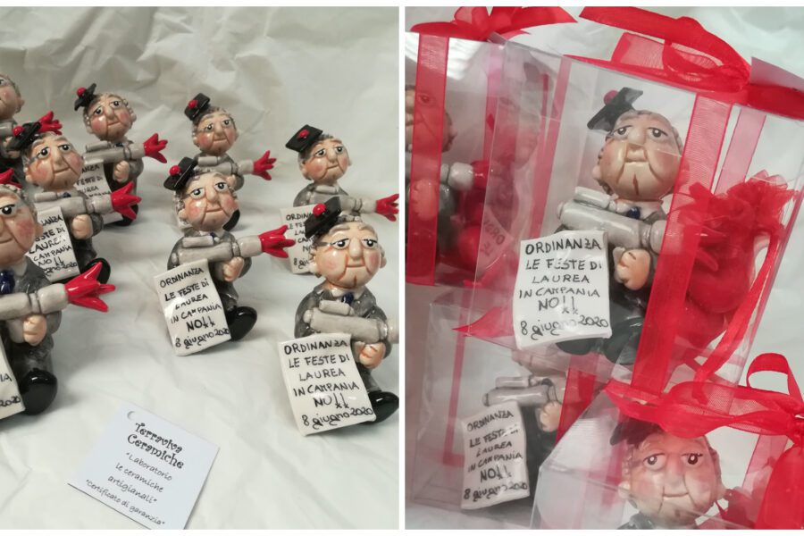 De Luca e il suo lanciafiamme diventano una bomboniera di laurea