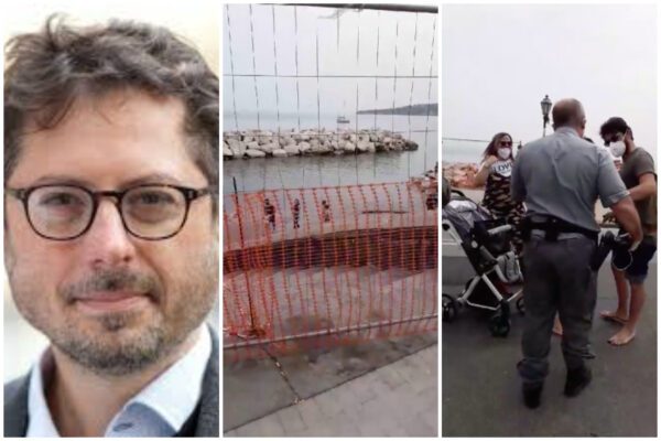 Show di Borrelli sul lungomare: “Sto fotografando la transenna” ma era in diretta e riprendeva minori