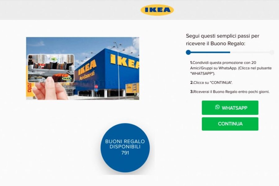 Buoni regalo Ikea da 250 euro, la truffa virale su WhatsApp