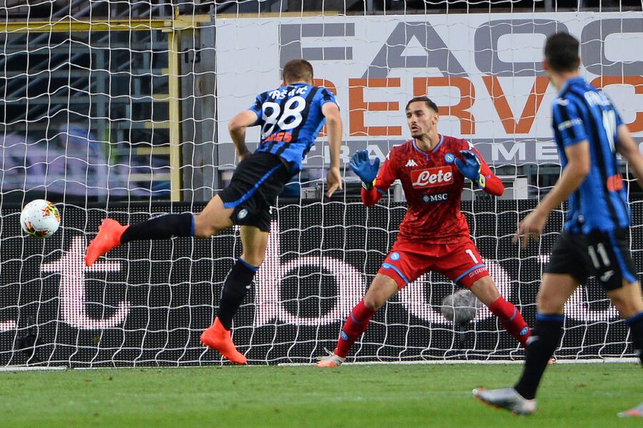 Foto Giuseppe Zanardelli/LaPresse02 07 2020 Bergamo (Italia)Sport CalcioAtalanta vs Napoli – Campionato italiano di calcio Serie A 2019/2020 – Gewiss StadiumNella foto: gol Mario Pasalic 1-0Photo Giuseppe Zanardelli/LaPresse02 07 2020 Bergamo (Italia)Sport SoccerAtalanta vs Napoli – Italian Football Championship League A 2019/2020 – Gewiss StadiumIn the picture: goal Mario Pasalic 1-0