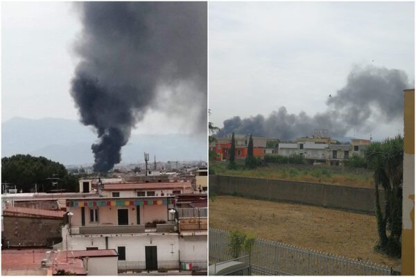 Rogo ad Afragola, in fiamme deposito di autobus: aria irrespirabile