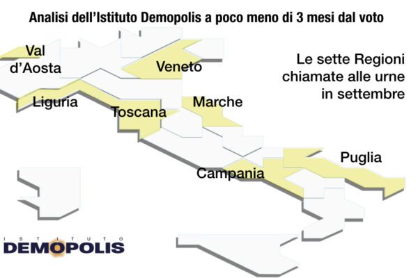 Sondaggio Demopolis sulle Regionali: in Puglia partita incerta, vittorie nette per Zaia e De Luca