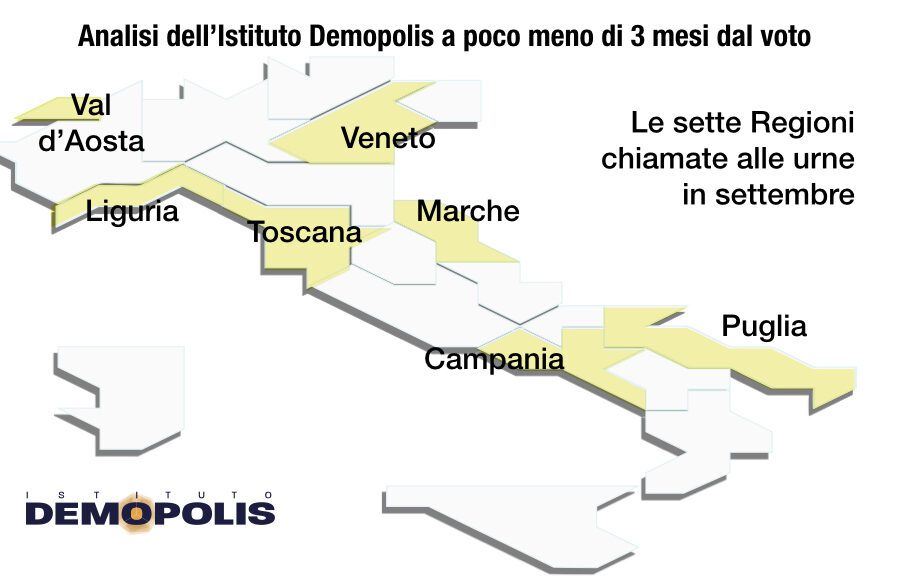 Sondaggio Demopolis sulle Regionali: in Puglia partita incerta, vittorie nette per Zaia e De Luca