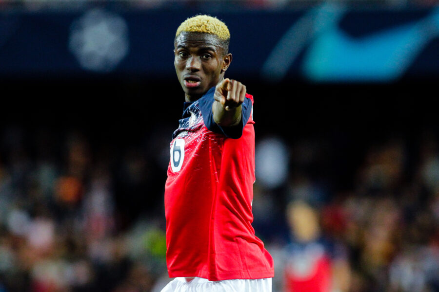 Victor Osimhen of Lille OSC during the match Valencia CF v Lille, of UEFA Champions League, 2019/2020 season, date 4. Mestalla Stadium. Valencia, Spain, 5 Nov 2019.