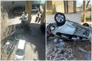 Napoli, giovane abbatte ringhiera e precipita nel vuoto con l’auto: “Miracolato”, le condizioni