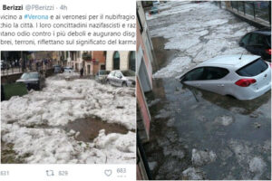 Nubifragio a Verona “karma contro i nazifascisti”, bufera per le parole del giornalista di Repubblica