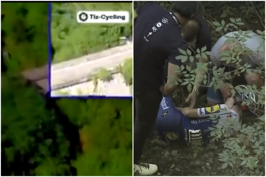 Ciclista va fuori strada e precipita per 10 metri: grave incidente al giro di Lombardia