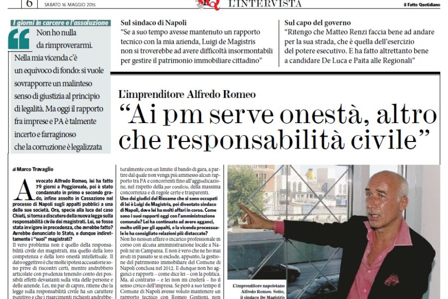 Grazie a Marco Travaglio ho conosciuto Alfredo Romeo e rifondato il Riformista