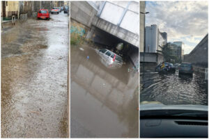 Nubifragio su Napoli, strade allagate e fango: auto bloccate nel sottopasso Nubifragio su Napoli, strade allagate e fango: auto bloccate nel sottopasso