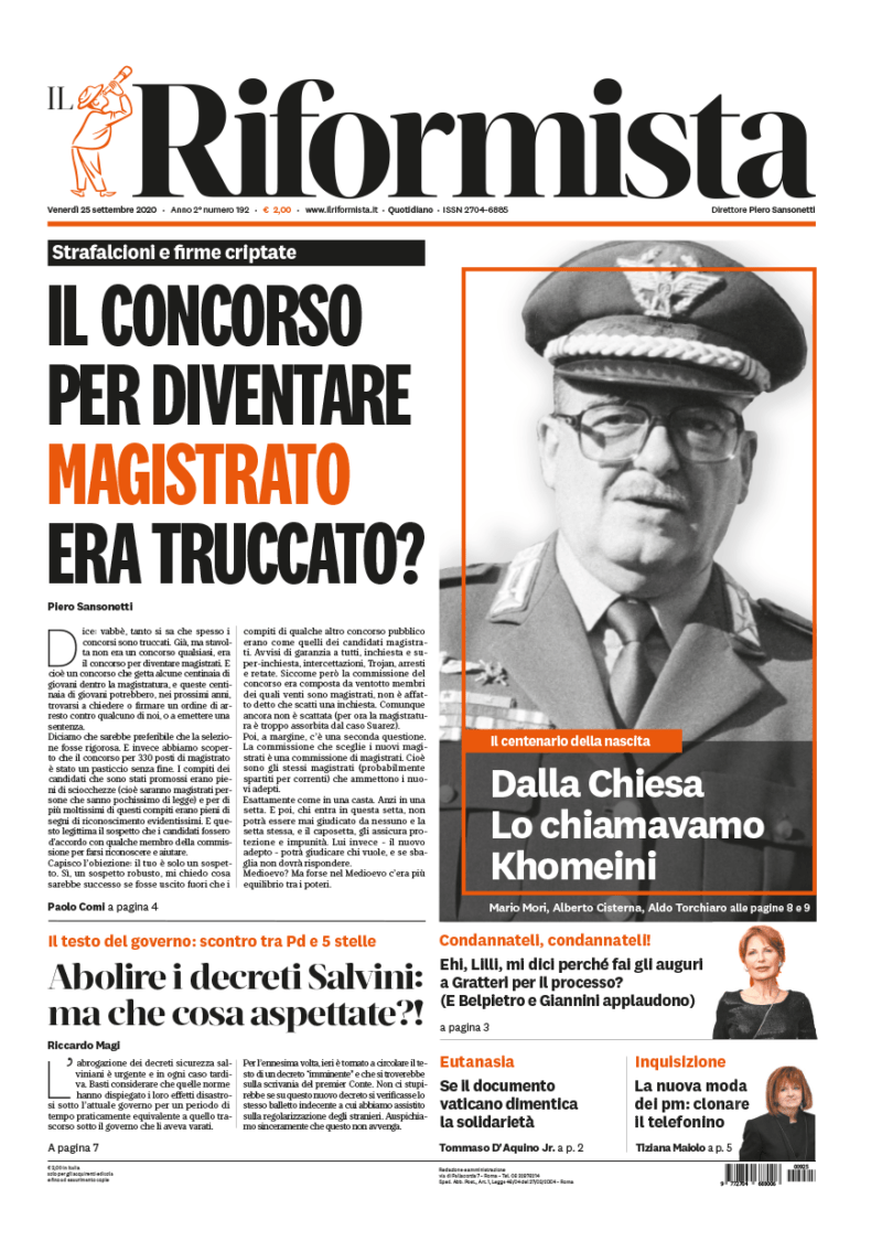 Quotidiano del 25 settembre 2020