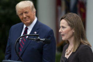 Judge Amy Coney Barrett speaks after President Donald Trump announced Barrett as his nominee to the Supreme Court, in the Rose Garden at the White House, Saturday, Sept. 26, 2020, in Washington. (AP Photo/Alex Brandon)