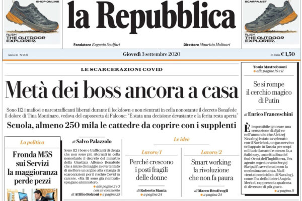 Detenuti ai domiciliari, Repubblica spara una mitragliata nella schiena di Bonafede