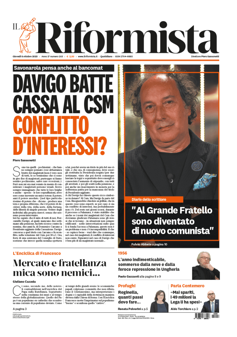 Quotidiano dell’8 ottobre 2020