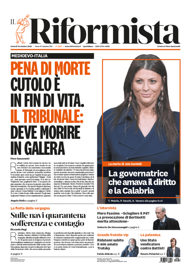 Quotidiano del 16 ottobre 2020
