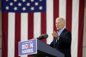 Democratic presidential candidate former Vice President Joe Biden speaks after touring International Union of Operating Engineers Local 66, Wednesday, Sept. 30, 2020, in New Alexandria, Pa. Biden is on a train tour through Ohio and Pennsylvania today. (AP Photo/Andrew Harnik)