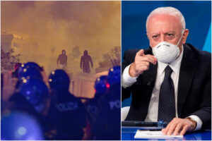 Pugno duro di De Luca: “Continuiamo nostra linea di rigore, scontri organizzati da delinquenti”