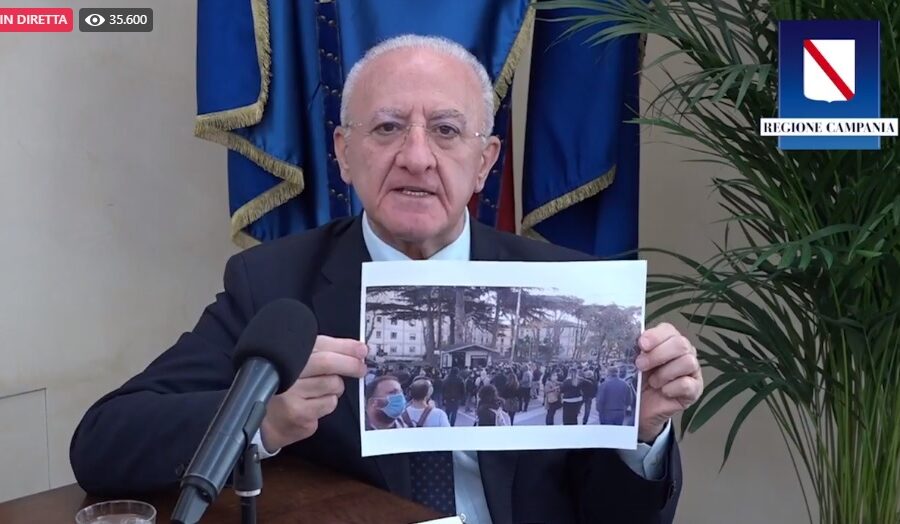 La ‘minaccia’ di De Luca: “Se contagi superano di molto i guariti è lockdown”