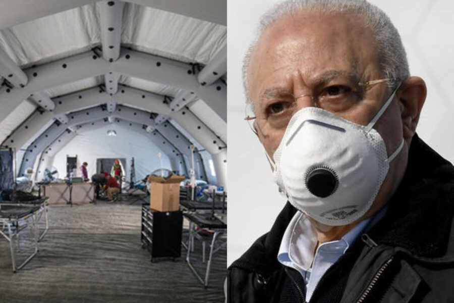 Coronavirus, la Campania si prepara al peggio: ospedali da campo. Sos alla Chiesa: “Aiutateci”