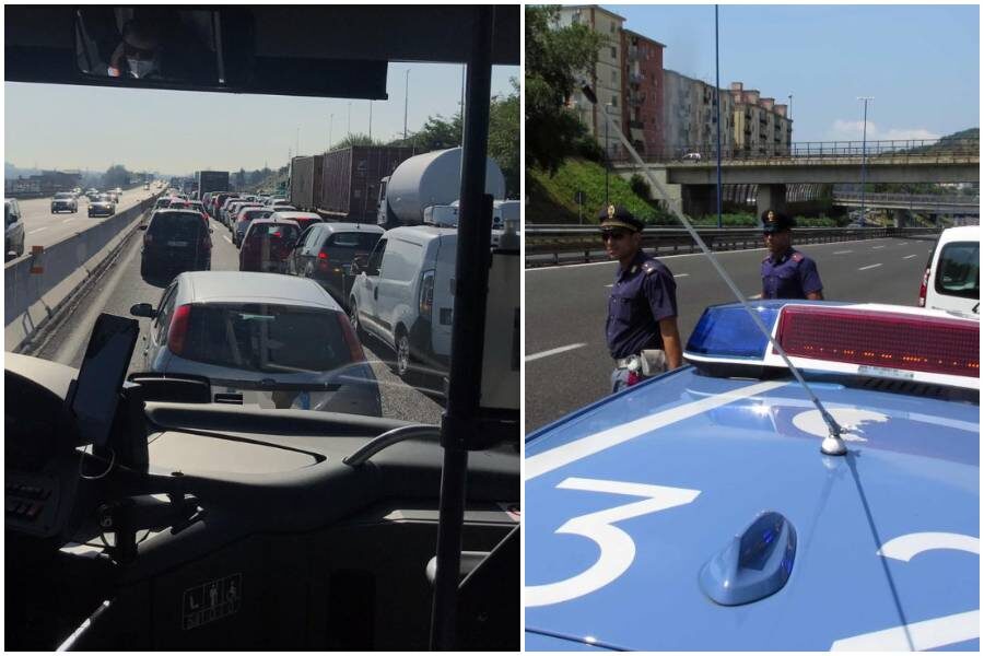 Perde il controllo del tir e invade la carreggiata opposta: traffico in tilt e code chilometriche