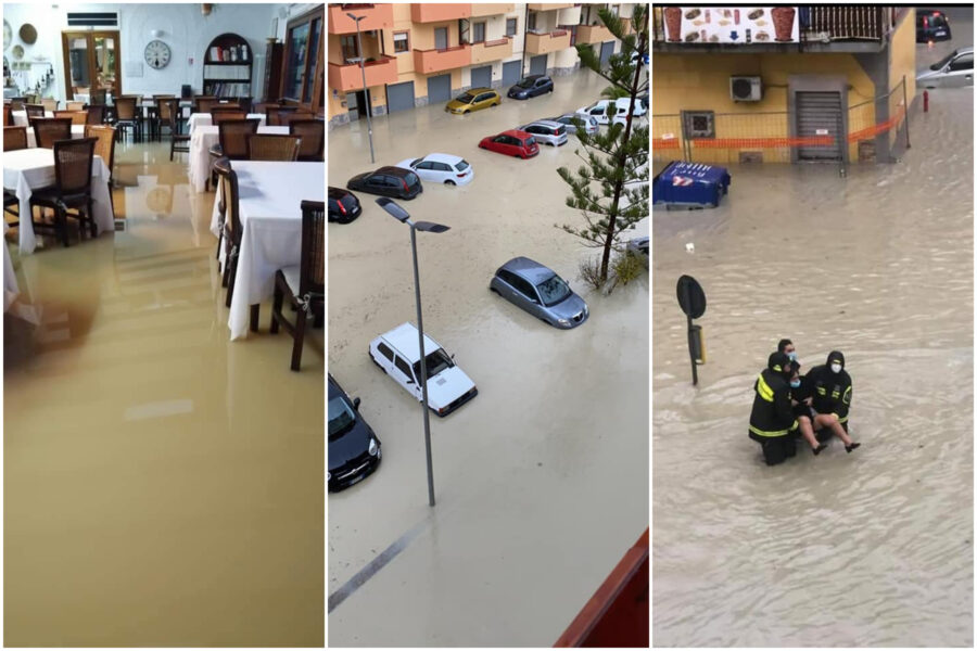 Nubifragio a Crotone, persone intrappolate in auto e strade allagate: “Non uscite di casa”