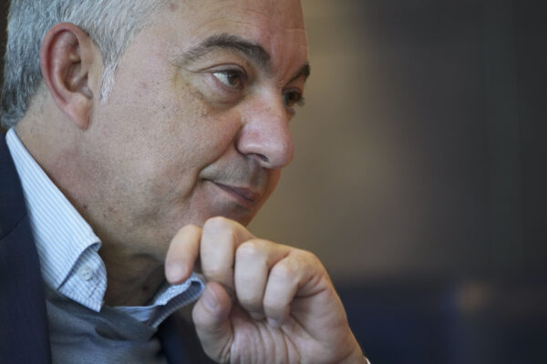 Domenico Arcuri, Italy’s special commissioner for the virus emergency talks during an interview with The Associated Press, in Rome, Saturday, May 23, 2020. Despite pledges weeks ago by the commissioner, Domenico Arcuri, that people in Italy can buy low-priced surgical masks at pharmacies throughout the countries, many pharmacists are still telling customers they haven’t received such supplies. Arcuri told a news conference on Saturday that a day earlier, the masks, which cost a fixed price of 50-euro cents apiece, were being also supplied to 20,000 smoke-shops throughout Italy. (AP Photo/Andrew Medichini)