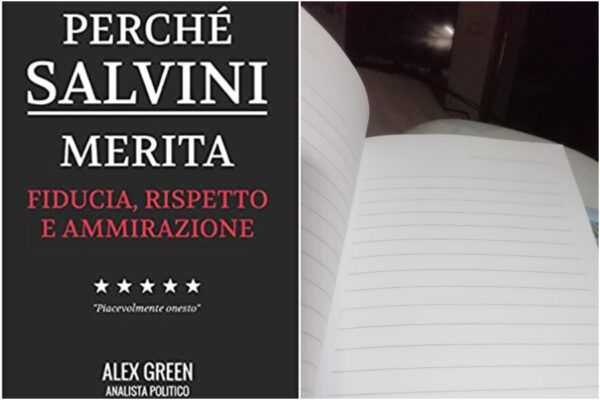 “Perché Salvini merita”, su Amazon il libro bestseller: ma sono tutte pagine vuote