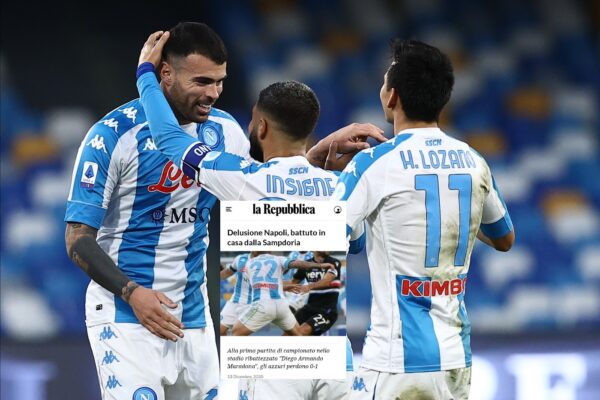 “Delusione Napoli, battuto in casa della Sampdoria”, gaffe di Repubblica diventa virale: la spiegazione