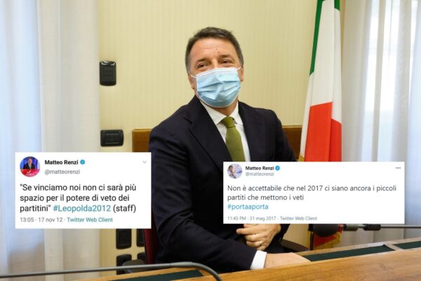 Renzi e il “veto dei partitini”, i tweet invecchiati male del leader di Italia Viva