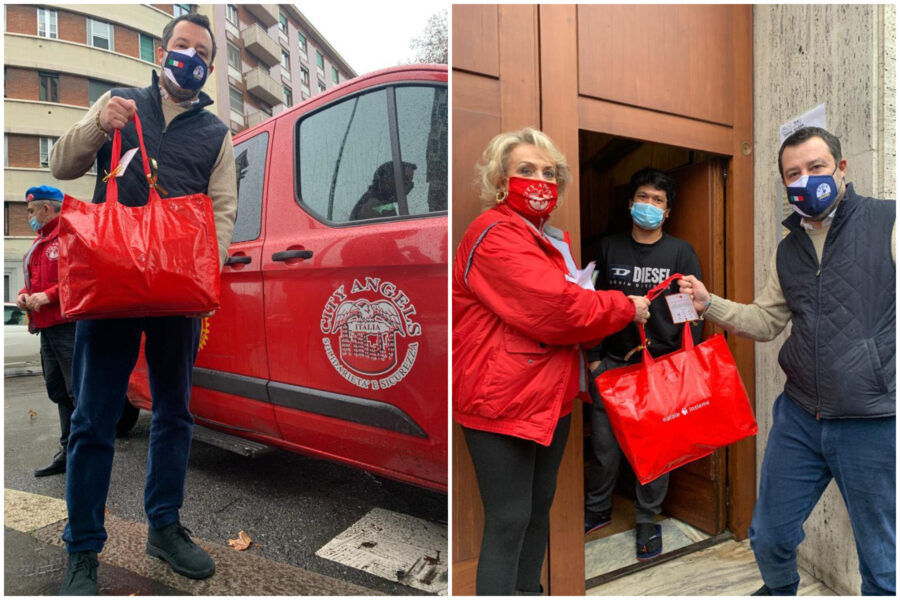 Passerella Salvini alla consegna dei pacchi natalizi, lo sfogo: “Mi sono girate le balle”