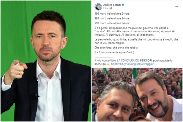 Scanzi spietato, ricorda le 993 vittime del coronavirus sponsorizzando il suo libro