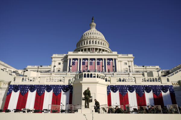 Final preparations are made ahead of the 59th Presidential Inauguration at the U.S. Capitol in Washington, Tuesday, Jan. 19, 2021. (AP Photo/Carolyn Kaster)