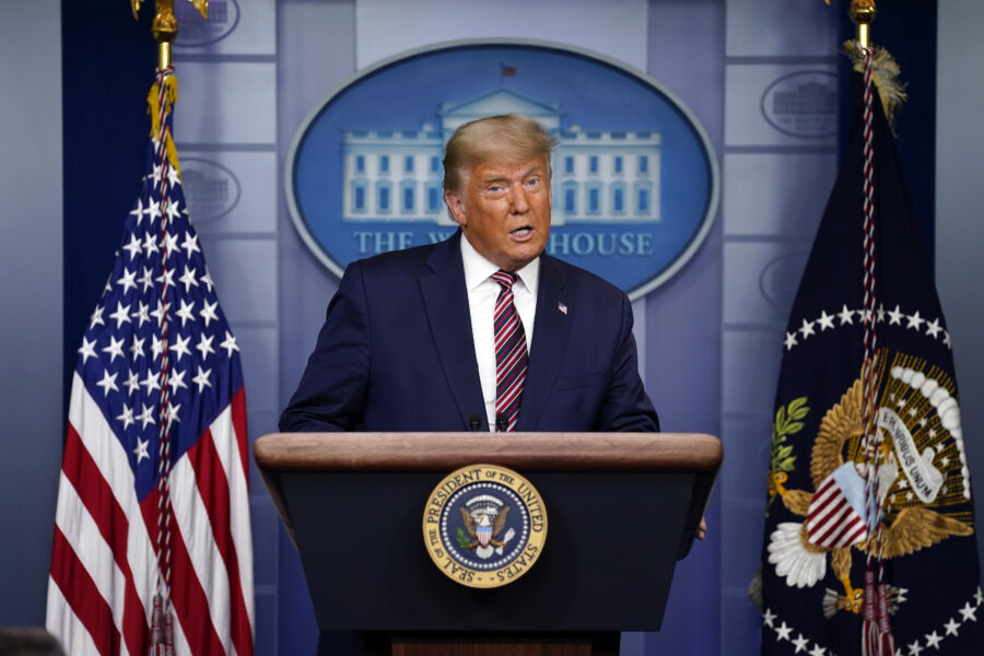 President Donald Trump speaks at the White House, Thursday, Nov. 5, 2020, in Washington. (AP Photo/Evan Vucci)