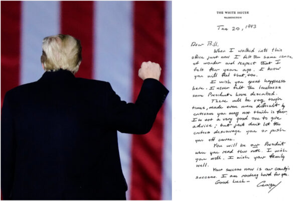 Trump non andrà all’insediamento di Biden, Bush invece nel ’93 scrisse a Clinton “Sii felice”