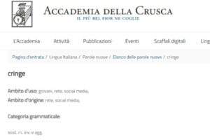 La bufala dei giornali su ‘Cringe’: perché l’Accademia della Crusca non l’ha “certificata” una parola italiana