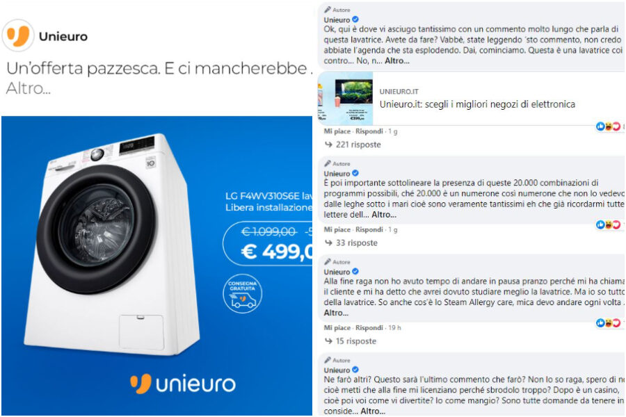 Il post del SMM di Unieuro sulla lavatrice diventa un successo virale