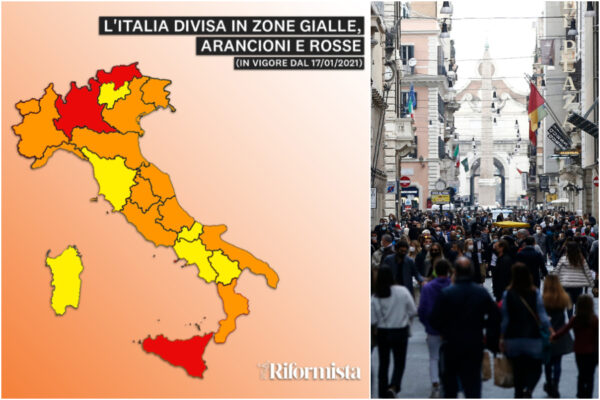 Regioni in zona arancione e rossa, la nuova mappa dell’Italia: ‘lockdown’ per Lombardia, Sicilia e Bolzano