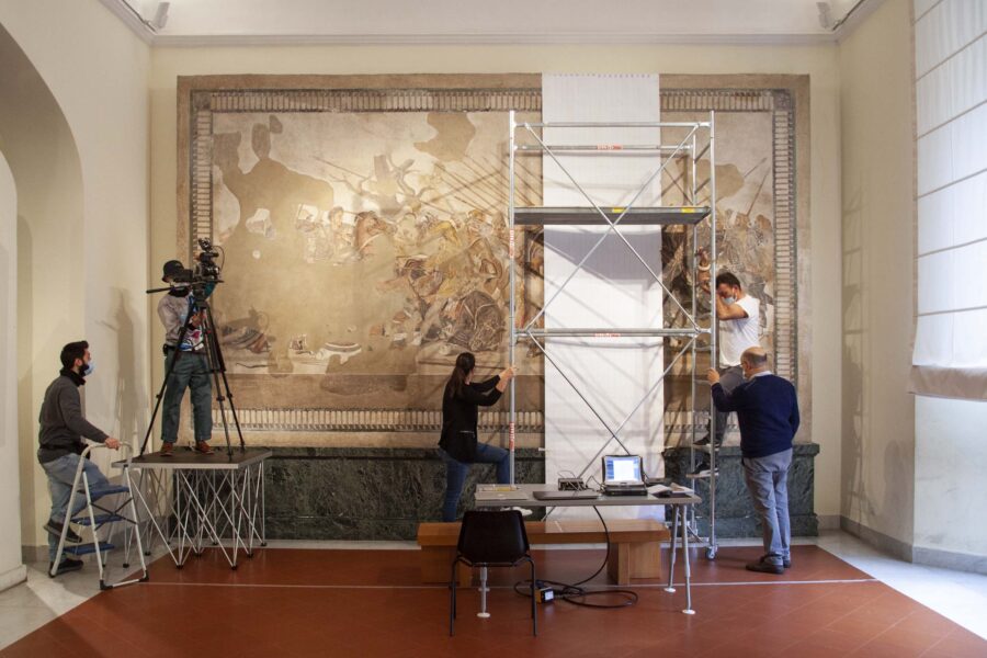 Al via le attività di restauro del grande Mosaico di Alessandro: sarà ultimato entro luglio
