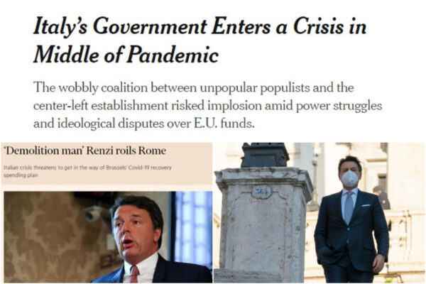 Renzi travolto dalla stampa estera, il leader di Italia Viva è il “demolition man” responsabile della crisi