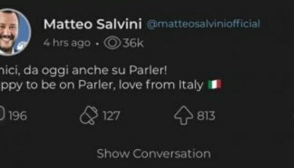 Parler è offline, rimosso il social network sovranista: Salvini si era appena iscritto