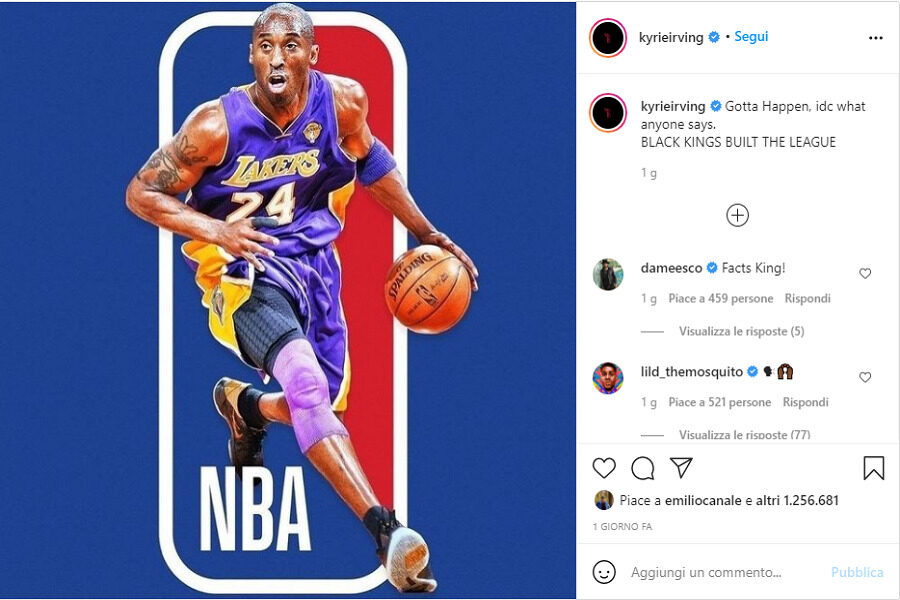 Kobe Bryant nuovo volto del logo del NBA, la proposta di Kyrie Irving